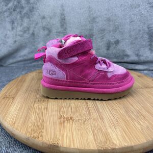 UGG Boots Toddler Size 8 Pink Suede Fleece Lined Zip Ankle Winter Booties